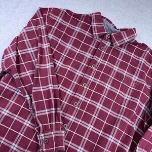 Wrangler Flannel Shirt Mens XL Burgundy Plaid Long Sleeve Button Up Shirt Cotton